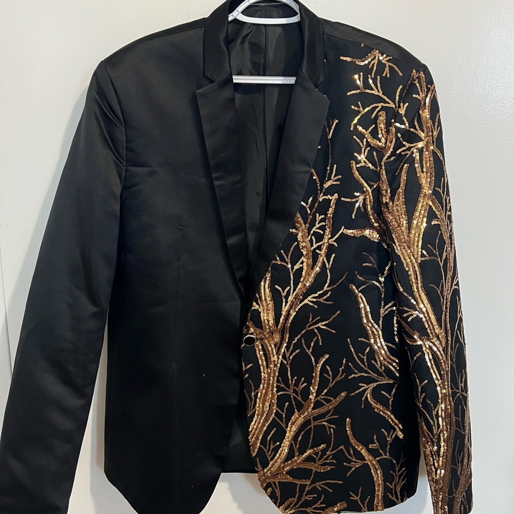 Black and Gold Sequin Blazer